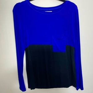 Blue and Black Color Block long sleeve tshirt